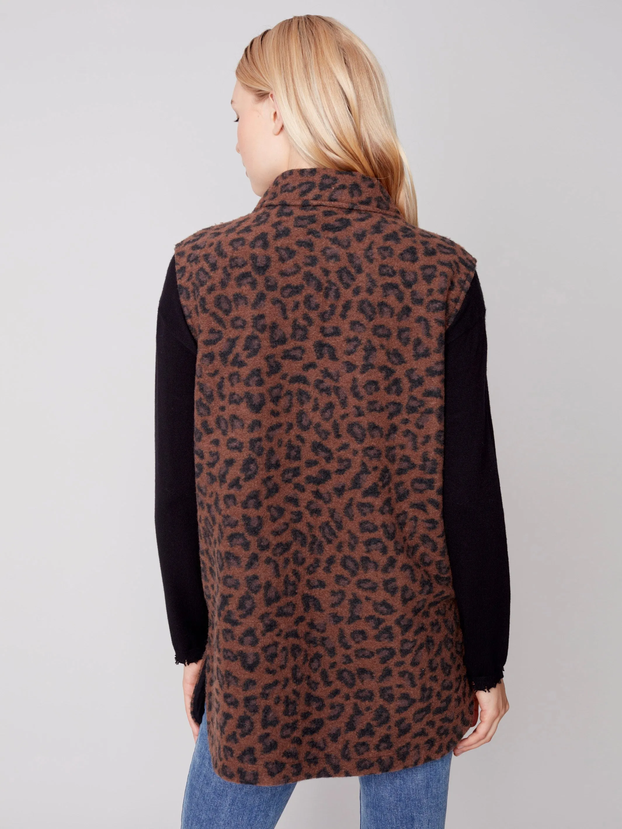Printed Boiled Wool Vest - Animal