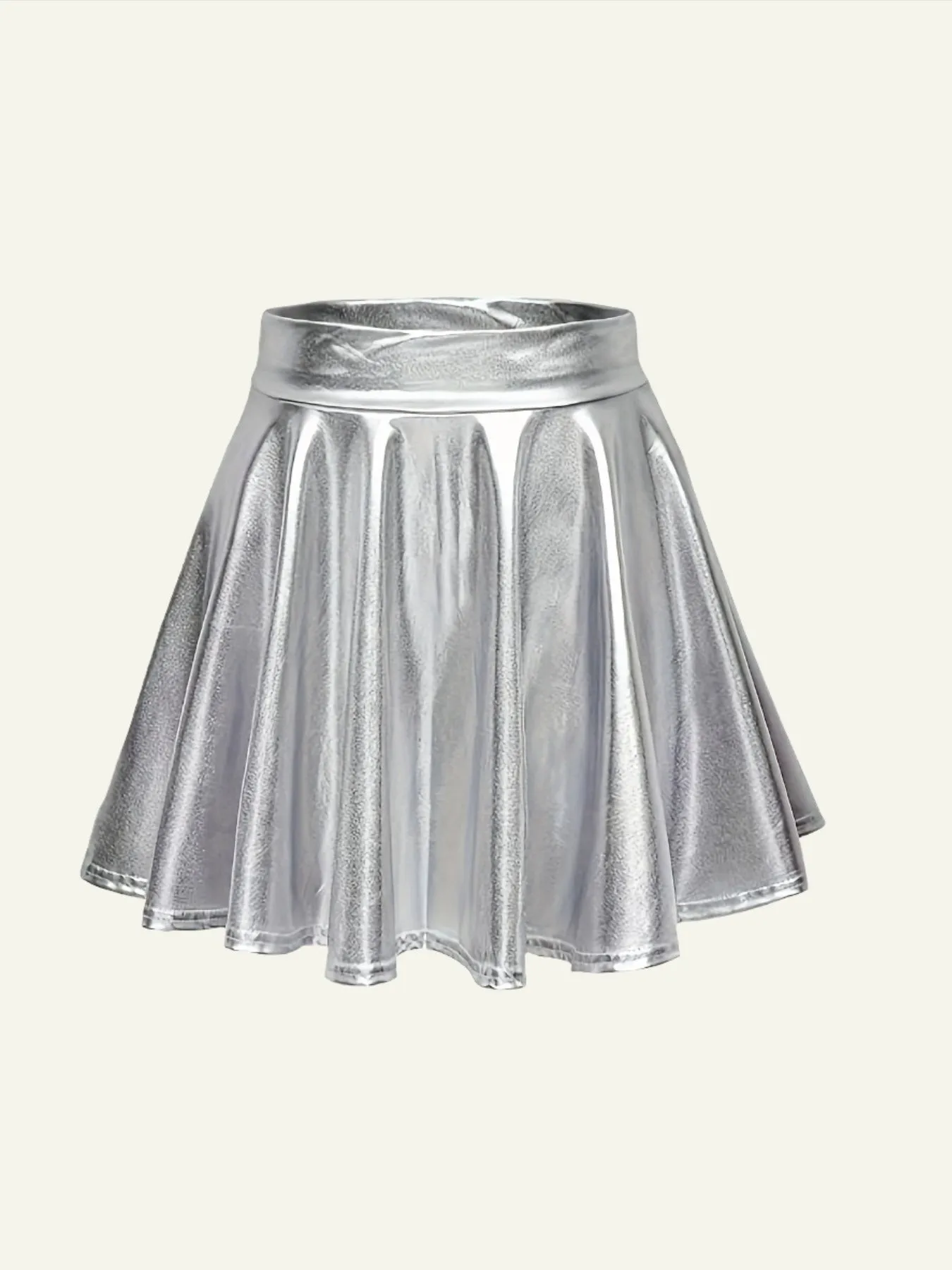 Silver Pleated Mini Skirt