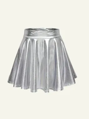 Silver Pleated Mini Skirt