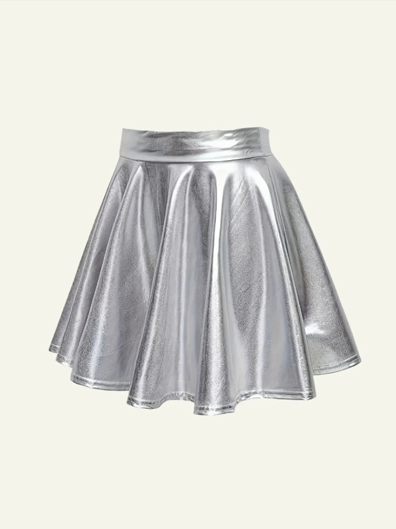 Silver Pleated Mini Skirt