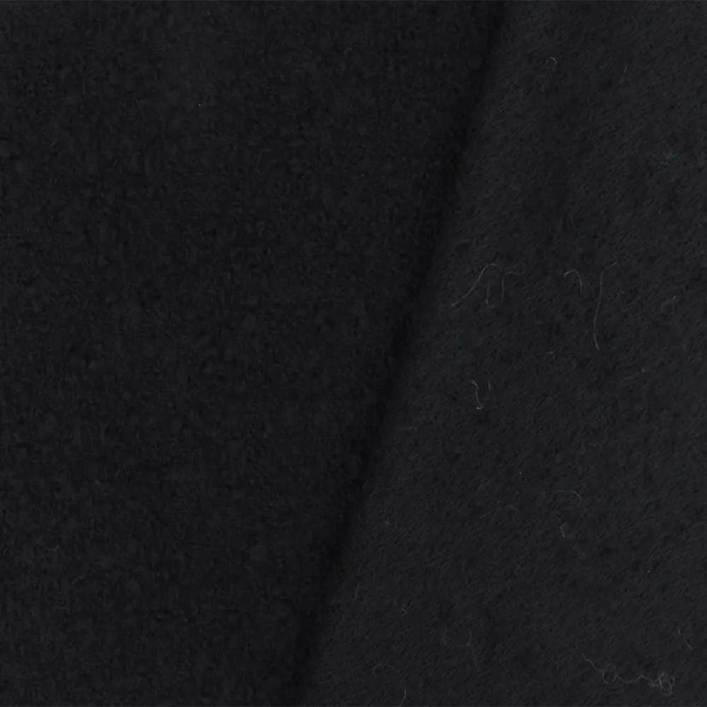 Simple Black Texture Boucle Tweed Woven Fabric