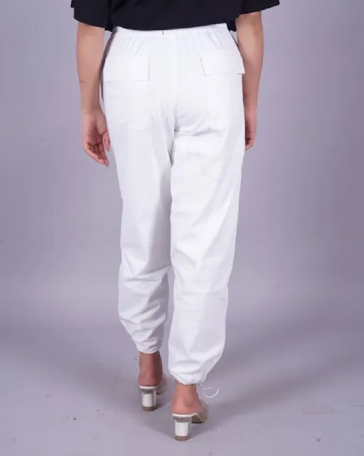 Smileys Women's White Cargo Pants with Adjustable Fit