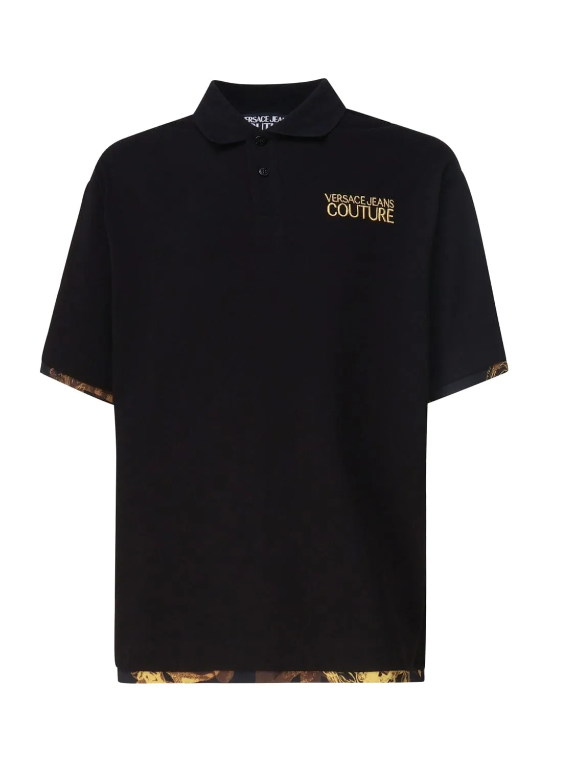 Versace Jeans Couture Black Polo Shirt – Classic Meets Baroque Edge-