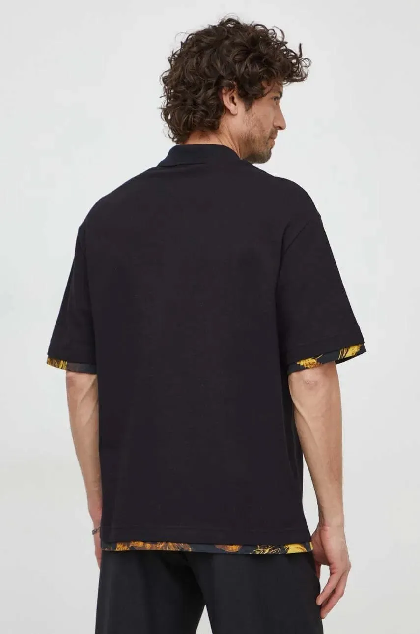 Versace Jeans Couture Black Polo Shirt – Classic Meets Baroque Edge-