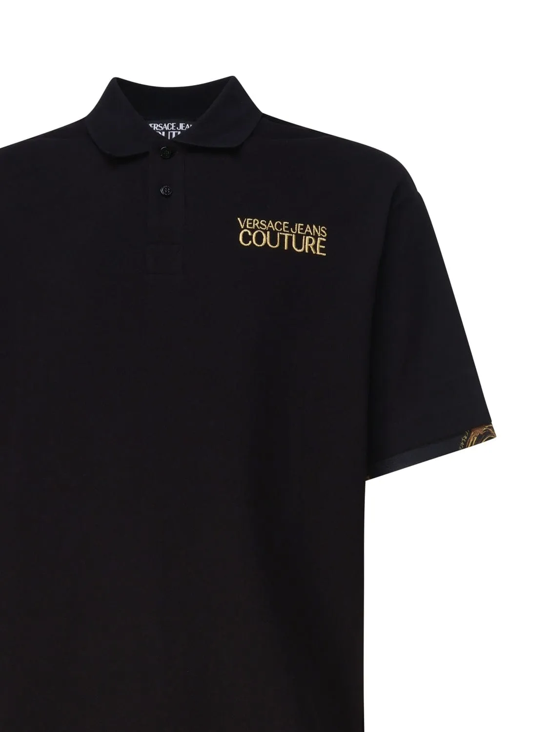 Versace Jeans Couture Black Polo Shirt – Classic Meets Baroque Edge-