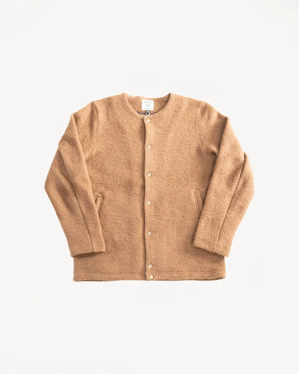 Wool Collarless Jacket - 27 Camel